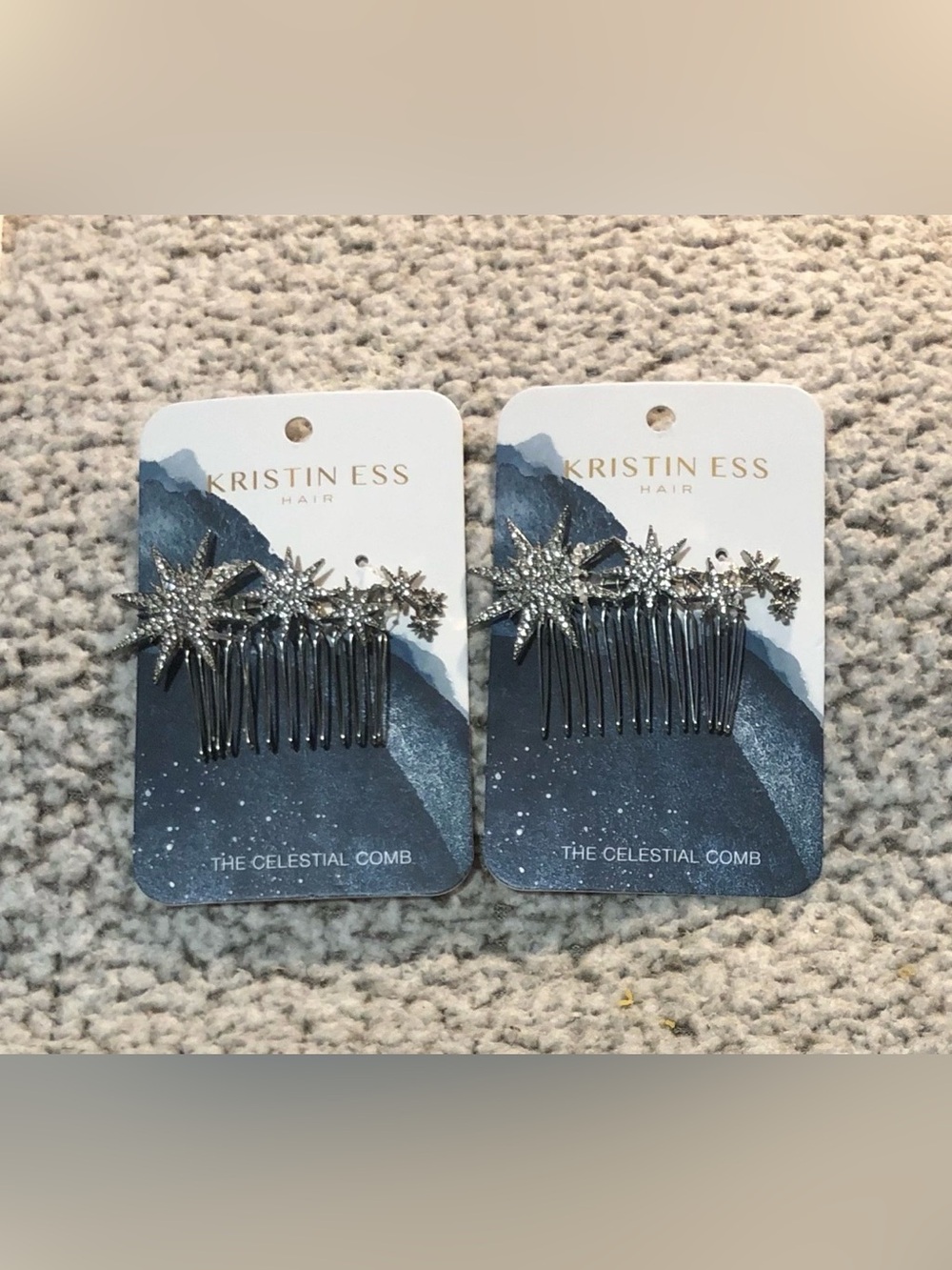 Kristin Ess - The Celestial Comb Size (2"x3") Set of 2 Silver Celestial Comb.